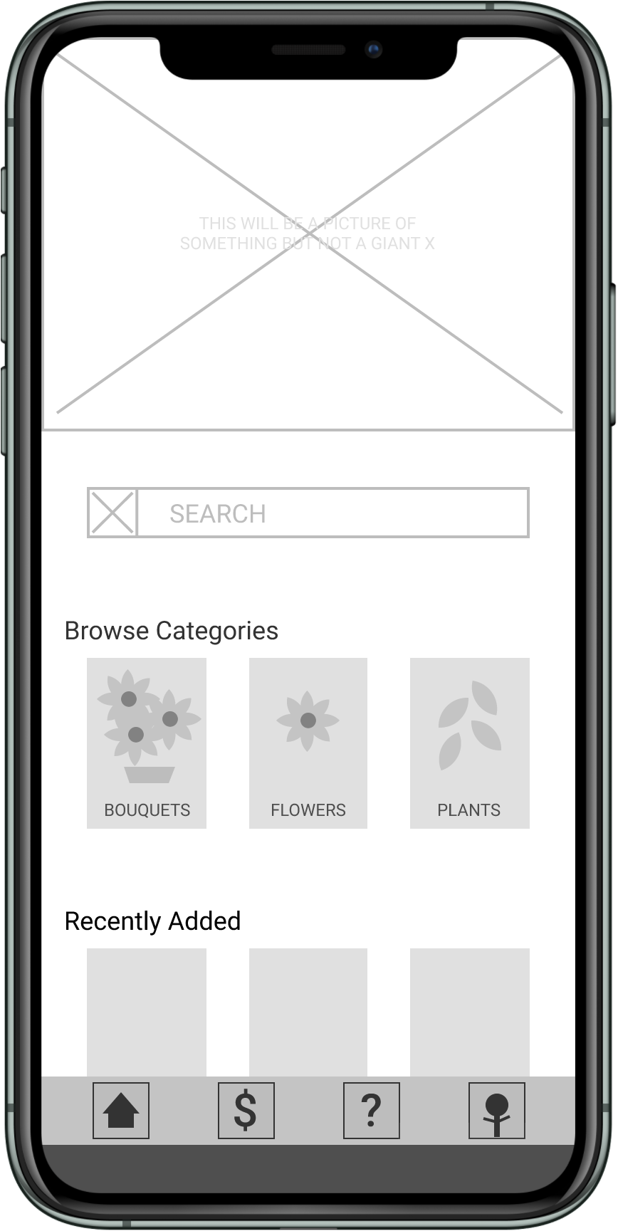 App home page with the basic layout