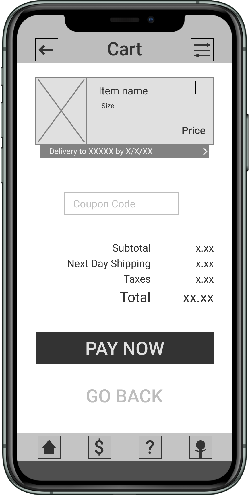 App purchase page with payment selection