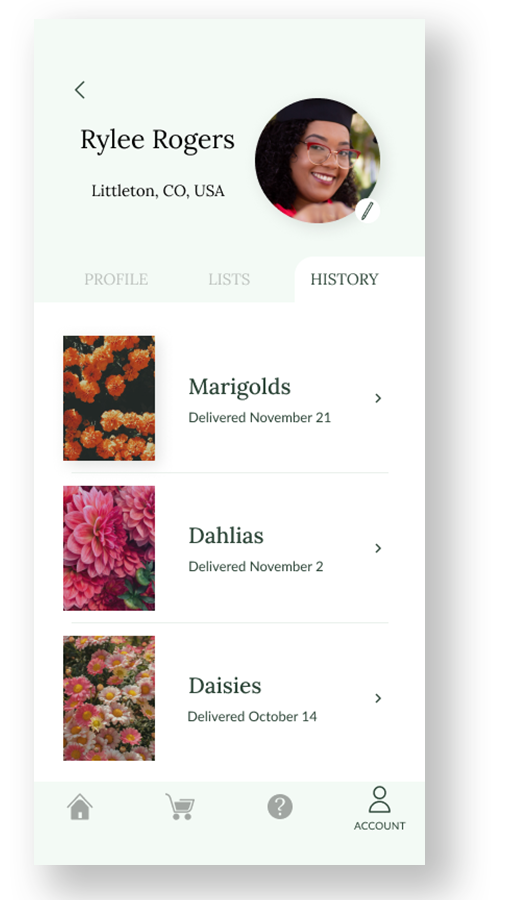 User's order history to verify delivery dates