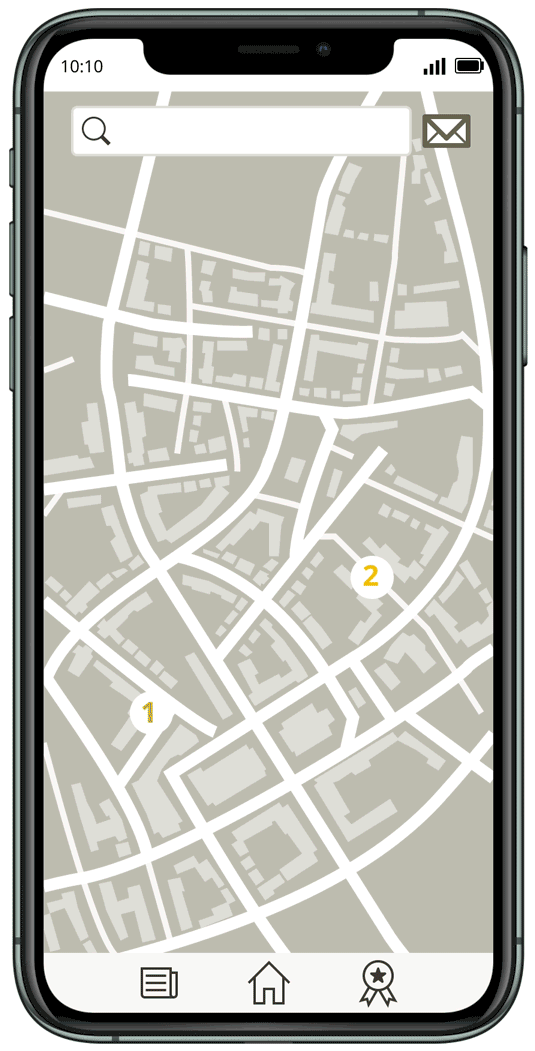 Example of the app's reward system, showing ranks and rewards