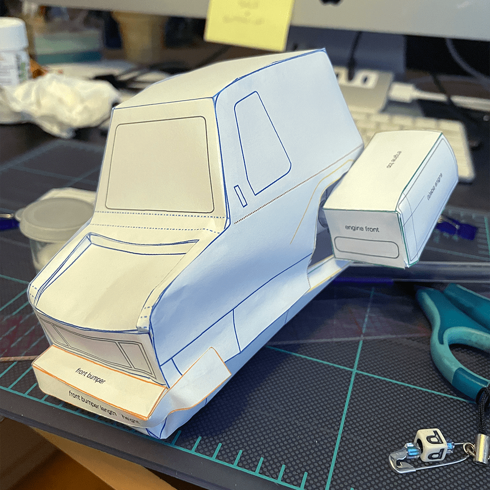 Early printed iteration with parts labeled